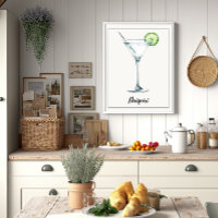 Watercolor Daiquiri Cocktail Home Bar or Kitchen