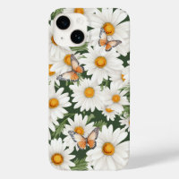 Watercolor Daisies and Monarch Butterflies