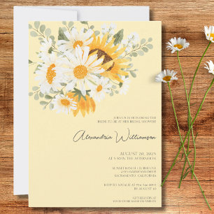 Watercolor Daisies and Sunflowers Bridal Shower  Invitation