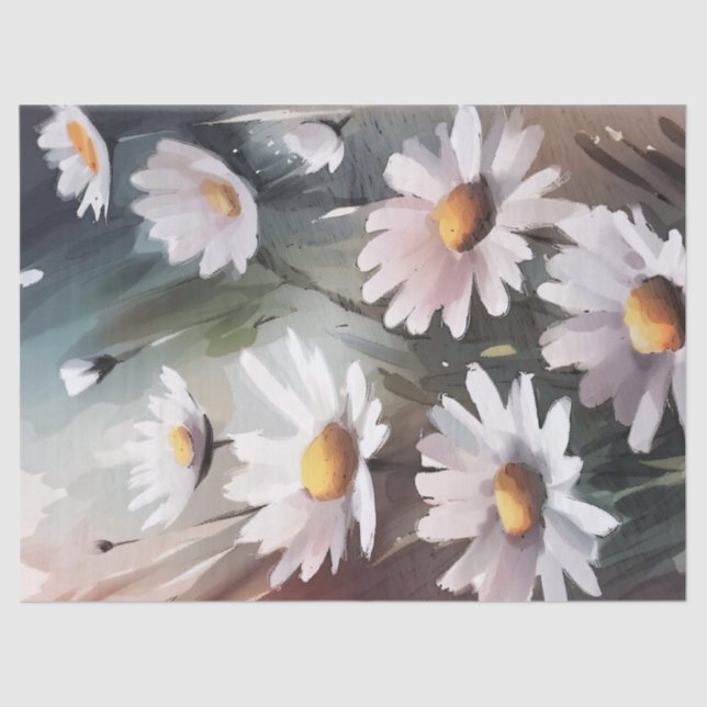 Watercolor Daisies Botanical Birthday Gift Wrap Tissue Paper (Front)