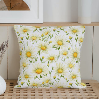 Watercolor Daisies Cushion