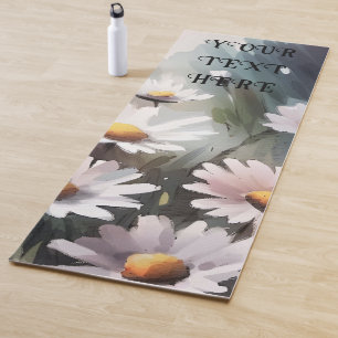 Watercolor Daisies Cute Floral Pattern Custom Text Yoga Mat