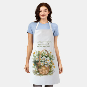 Watercolor Daisies in My Hair Apron