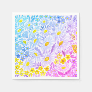 Watercolor daisies paper napkins