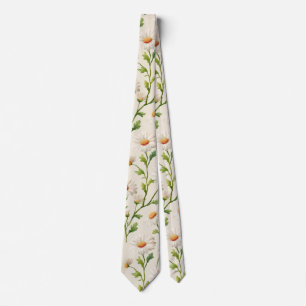 Watercolor Daisies Pattern Tie