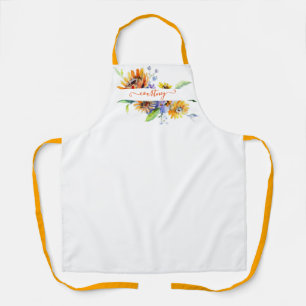 Watercolor daisies personalised   apron