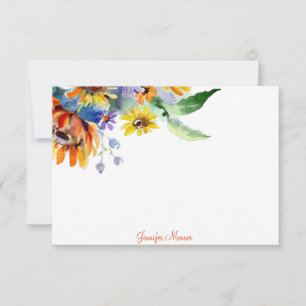 Watercolor daisies personalised card