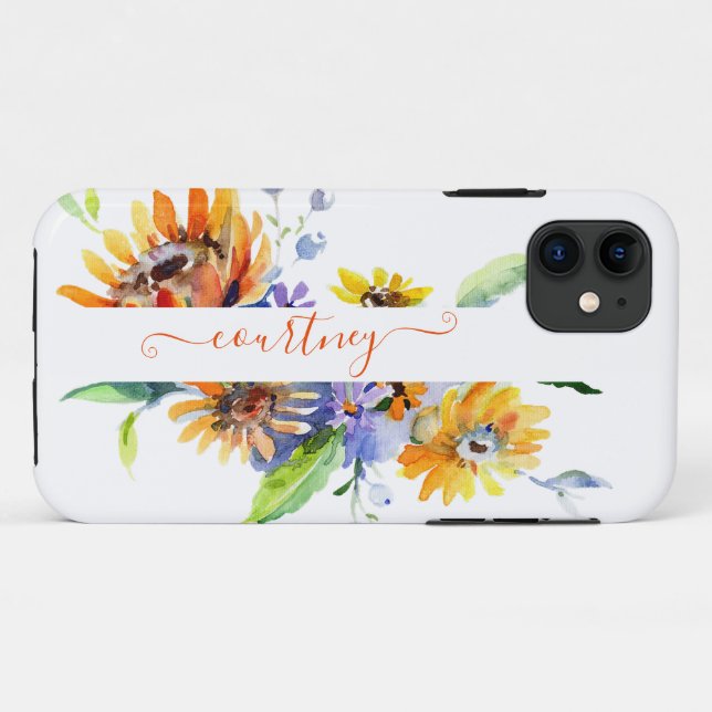 Watercolor daisies personalised   Case-Mate iPhone case (Back (Horizontal))