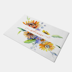 Watercolor daisies personalised doormat