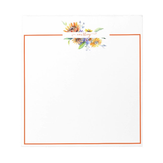 Watercolor daisies personalised   notepad (Front)