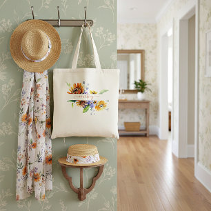 Watercolor daisies personalised  tote bag