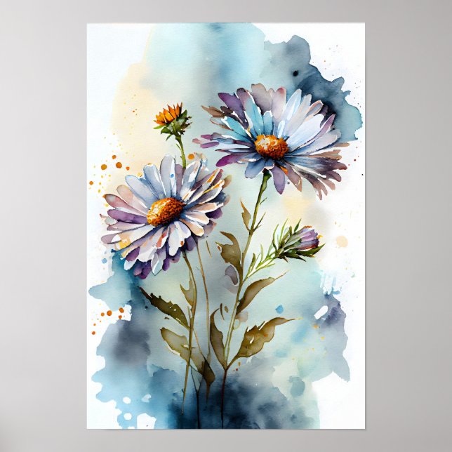 Watercolor Daisies Poster (Front)