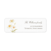 watercolor daisies Return Address Label
