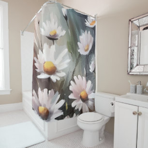 Watercolor Daisies Shower Curtain