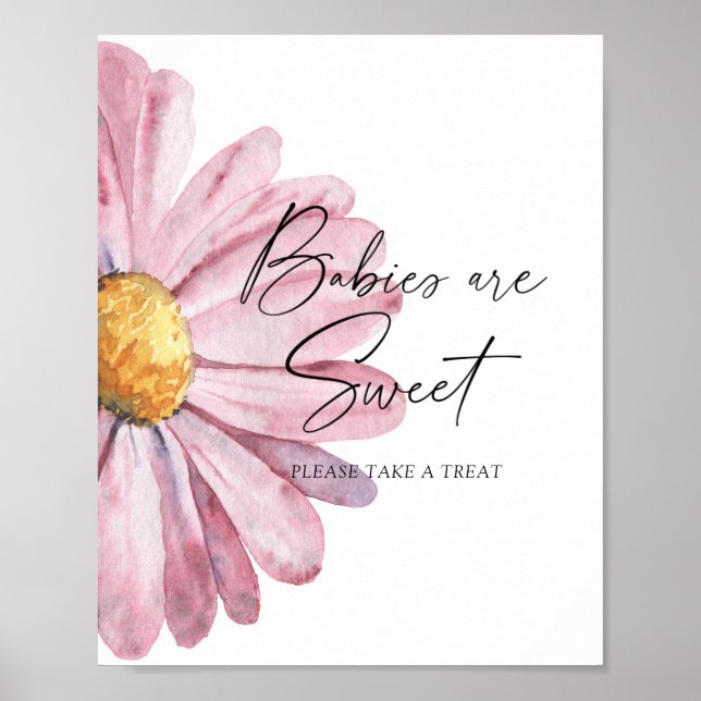 Watercolor Daisy - babies are sweet poster (Front)