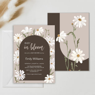 Watercolor daisy baby in bloom flower baby shower invitation