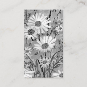 Watercolor Daisy Bouquet Elegant Grayscale Business Card