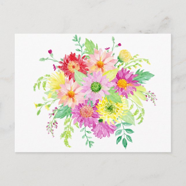 Watercolor daisy bouquet postcard (Front)