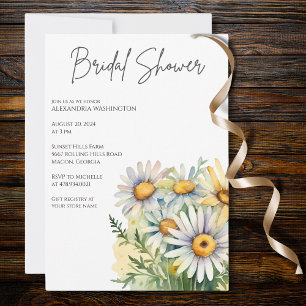 Watercolor Daisy Bridal Shower Invitation