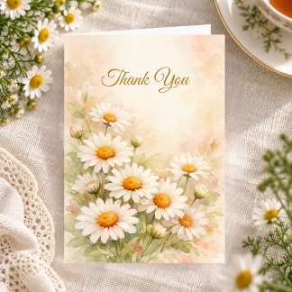Watercolor Daisy Christian Custom Thank You Card