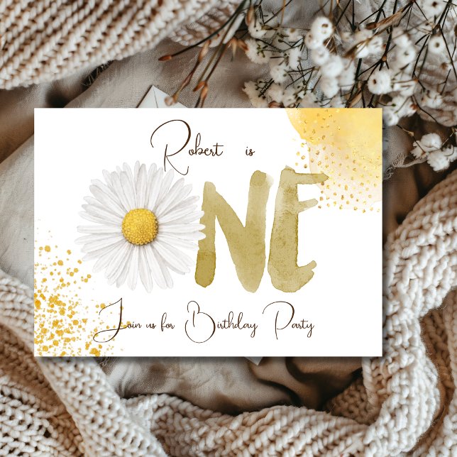 Watercolor daisy first Birthday Invitation (Creator Uploaded)