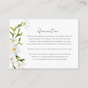 Watercolor Daisy Floral Wedding Information Card 