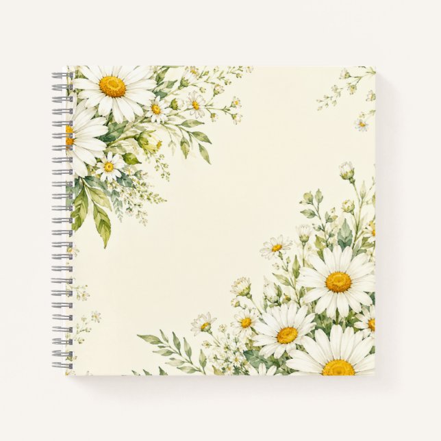 Watercolor Daisy Garden Floral Journal (Front)