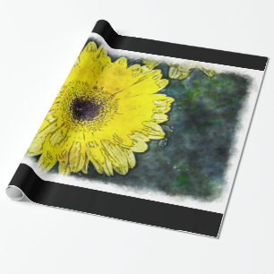 Watercolor Daisy on White Large Wrapping Paper