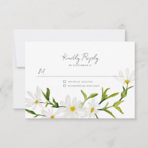 Watercolor Daisy RSVP Floral Wedding Reply Card
