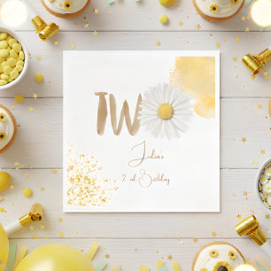 Watercolor daisy second Birthday Napkin