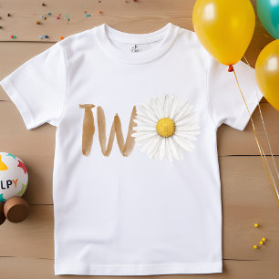Watercolor daisy second Birthday two Baby T-Shirt