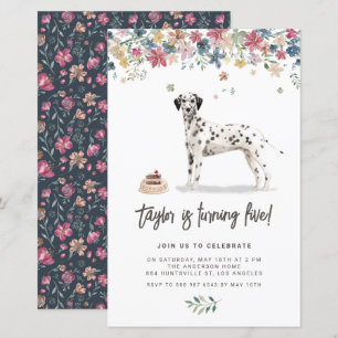 Watercolor Dalmatian Dog Birthday Invitation