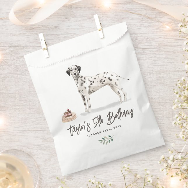 Watercolor Dalmatian Dog Birthday Thank You Favour Bags (Clipped)