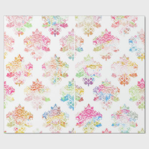 Watercolor damask wrapping paper
