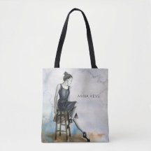 Watercolor Dancer Tote ballet ballerina