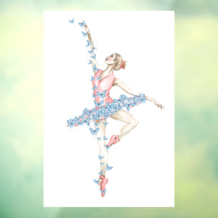 Watercolor dancing ballerina in red dress