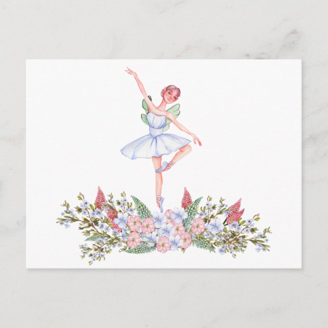 Watercolor dancing ballerina postcard (Front)