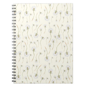 Watercolor Dandelion Flowers Seamless Pattern Notebook