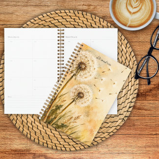 Watercolor Dandelion Monogram Planner