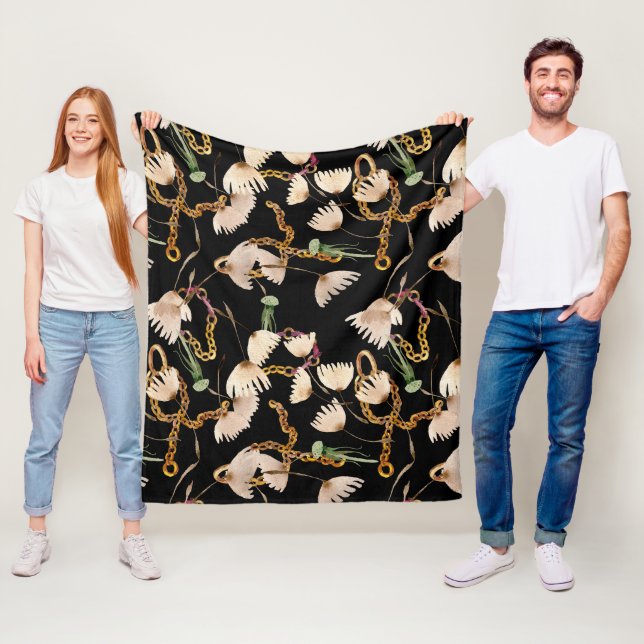 Watercolor Dandelion Pattern Fleece Blanket (In Situ)