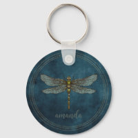 Watercolor Dark Blue Celestial Whimsical Dragonfly