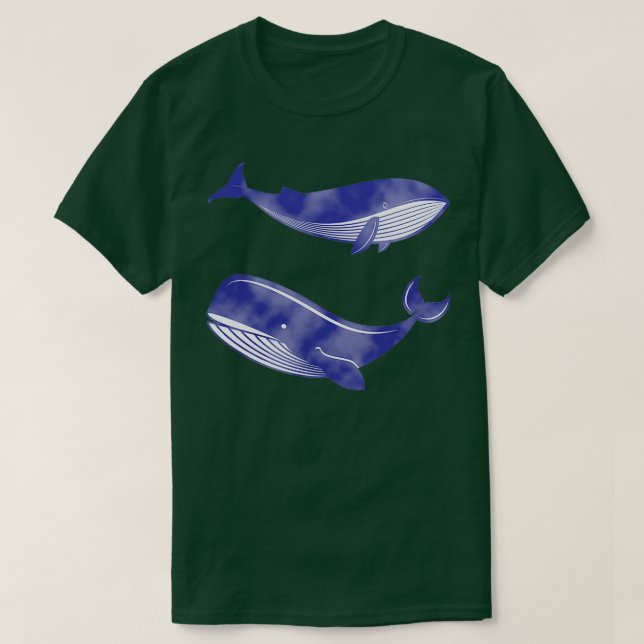 watercolor dark blue ocean whale T-Shirt (Design Front)