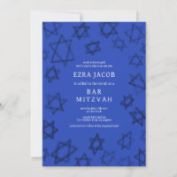 Watercolor Dark Blue Star of David Bar Bat Mitzvah