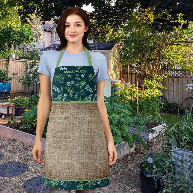 Watercolor Dark Floral Garden Personalized Apron (Creator Uploaded)