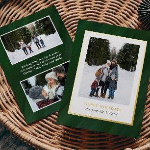 Watercolor Dark Green Frame 3 Photos Christmas