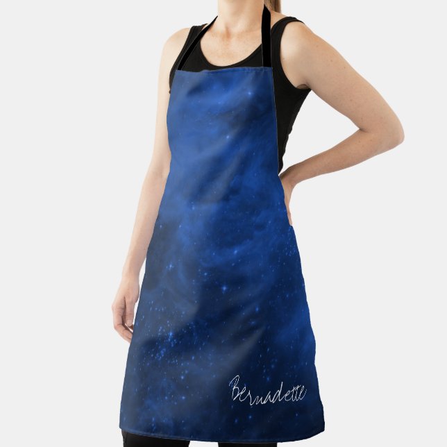 Watercolor dark navy blue hobby painter your name apron (Insitu)