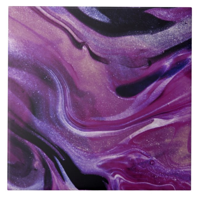 Watercolor Dark Purple Marble Tile (Front)