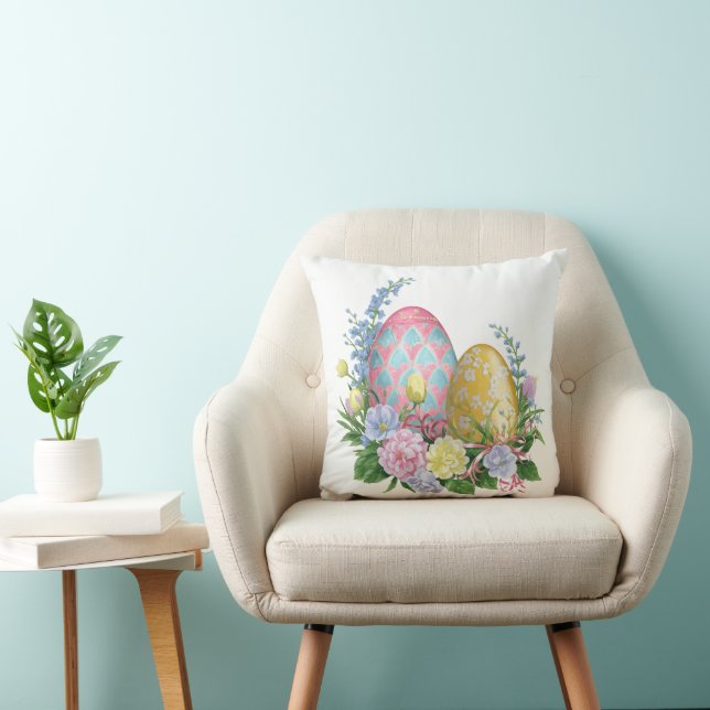 Watercolor Decorated Easter Eggs  Cushion (Chair)