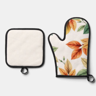Watercolor decortiv elegant Leaves pattern Oven Mitt & Pot Holder Set