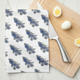 Watercolor Deep Blue Pine Tree Tea Towel
